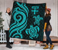 Fiji Polynesian Premium Quilt - Turquoise Tentacle Turtle - Polynesian Pride