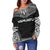 Vanuatu Polynesian Chief Women's Off Shoulder Sweater - Black Version - Polynesian Pride