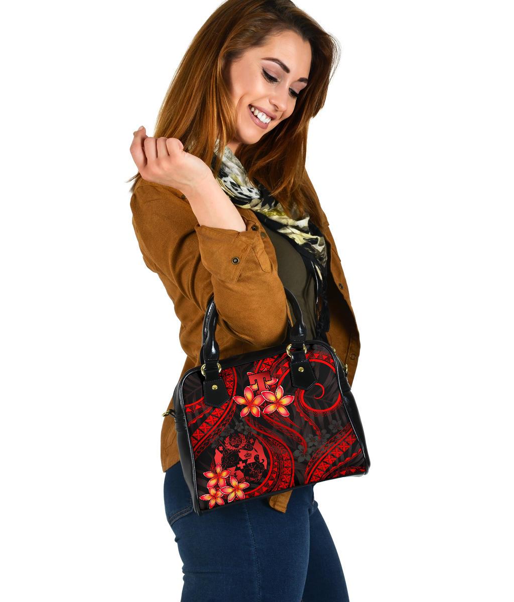 Tonga Polynesian Shoulder Handbag - Red Plumeria - Polynesian Pride