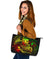 Fiji Large Leather Tote Bag - Reggae Shark Polynesian Tattoo - Polynesian Pride