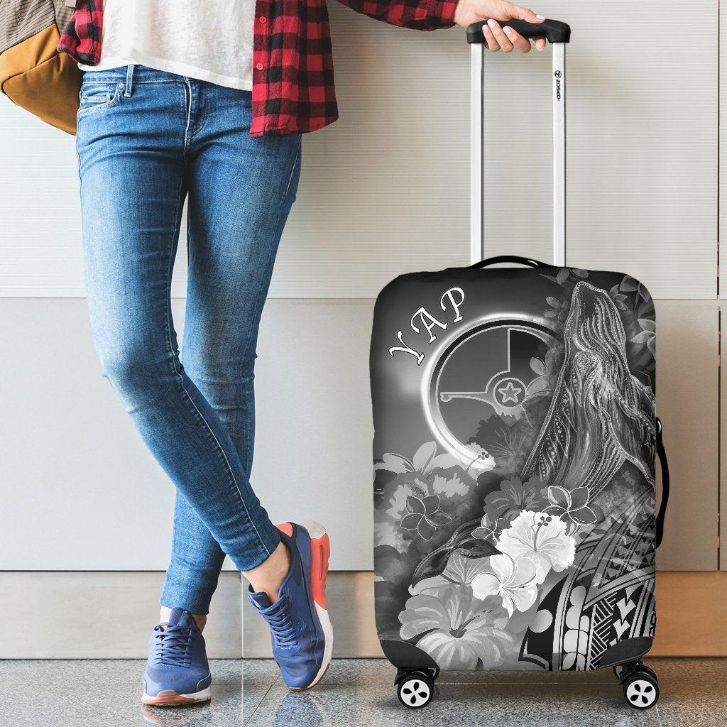 Yap Luggage Covers - Humpback Whale with Tropical Flowers (White) White - Polynesian Pride