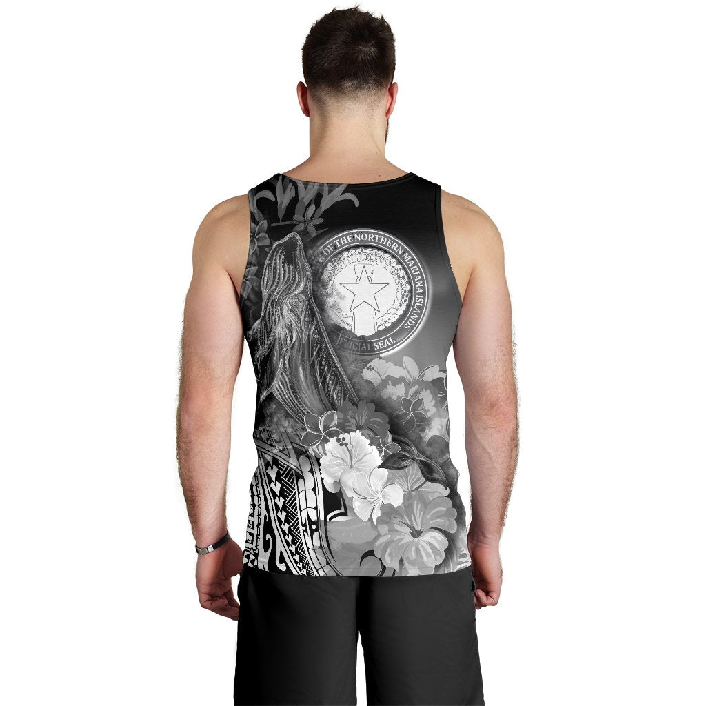 CNMI Custom Personalised Men's Tank Top - Humpback Whale with Tropical Flowers (White) - Polynesian Pride