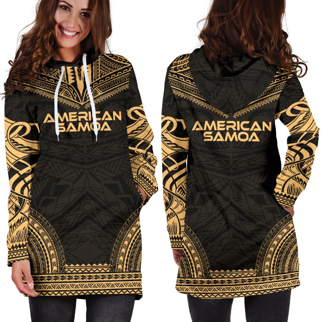 American Samoa Women's Hoodie Dress - Polynesian Gold Chief - Polynesian Pride