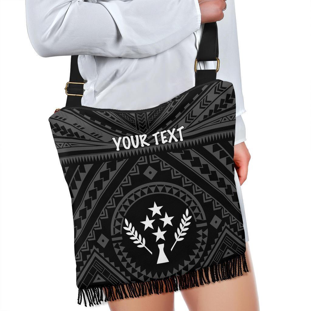 Kosrae Personalised Boho Handbag - Kosrae Flag In Polynesian Tattoo Style (Black) One Style One Size Black - Polynesian Pride