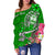 Guam Custom Personalised Women's Off Shoulder Sweater - Turtle Plumeria (Green) - Polynesian Pride