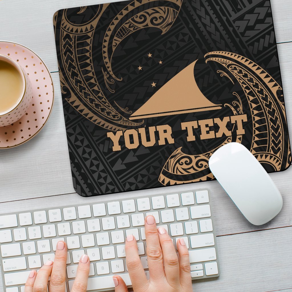 Tokelau Polynesian Custom Personalised Mouse Pad - Gold Tribal Wave - Polynesian Pride