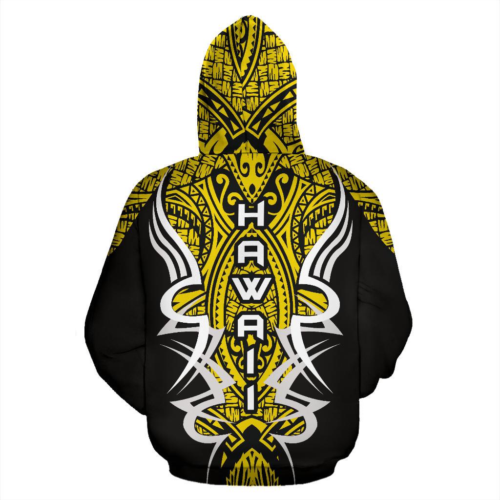 Hawaii Turtle Tribal Yellow Zip up Hoodie Armor Style - Polynesian Pride