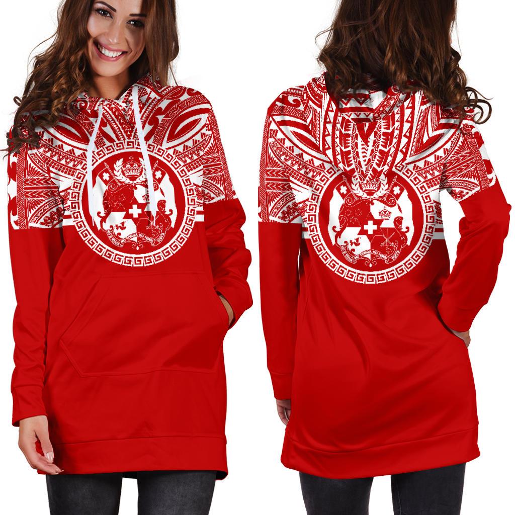 Tonga Women Hoodie Dress - Tonga Coat Of Arms Polynesian Flag Color - Polynesian Pride