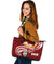 Guam Large Leather Tote Bag - Guam Seal Polynesian Patterns Plumeria (Red) - Polynesian Pride