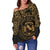 Hawaii Women's Off Shoulder Sweater - Hawaii Seal Pride Style (Gold) - Polynesian Pride