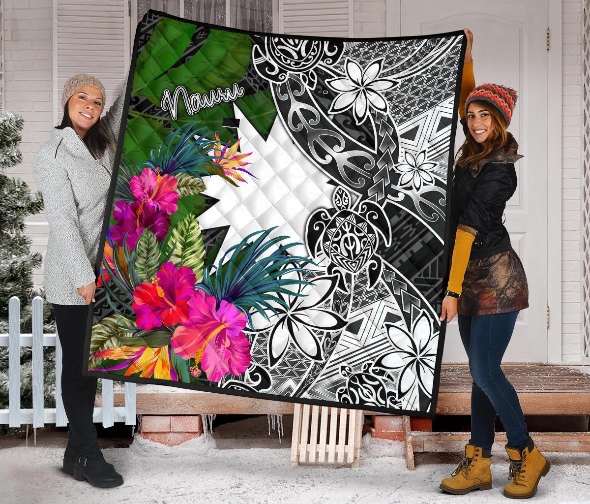 Nauru Premium Quilt - Turtle Plumeria Banana Leaf - Polynesian Pride