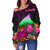 Tokelau Personalised Women's Off Shoulder Sweater - Summer Hibiscus - Polynesian Pride