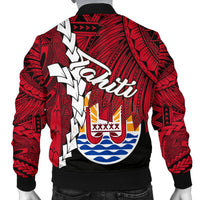 Tahiti Polynesian Men's Bomber Jacket - Tribal Wave Tattoo Flag Style - Polynesian Pride