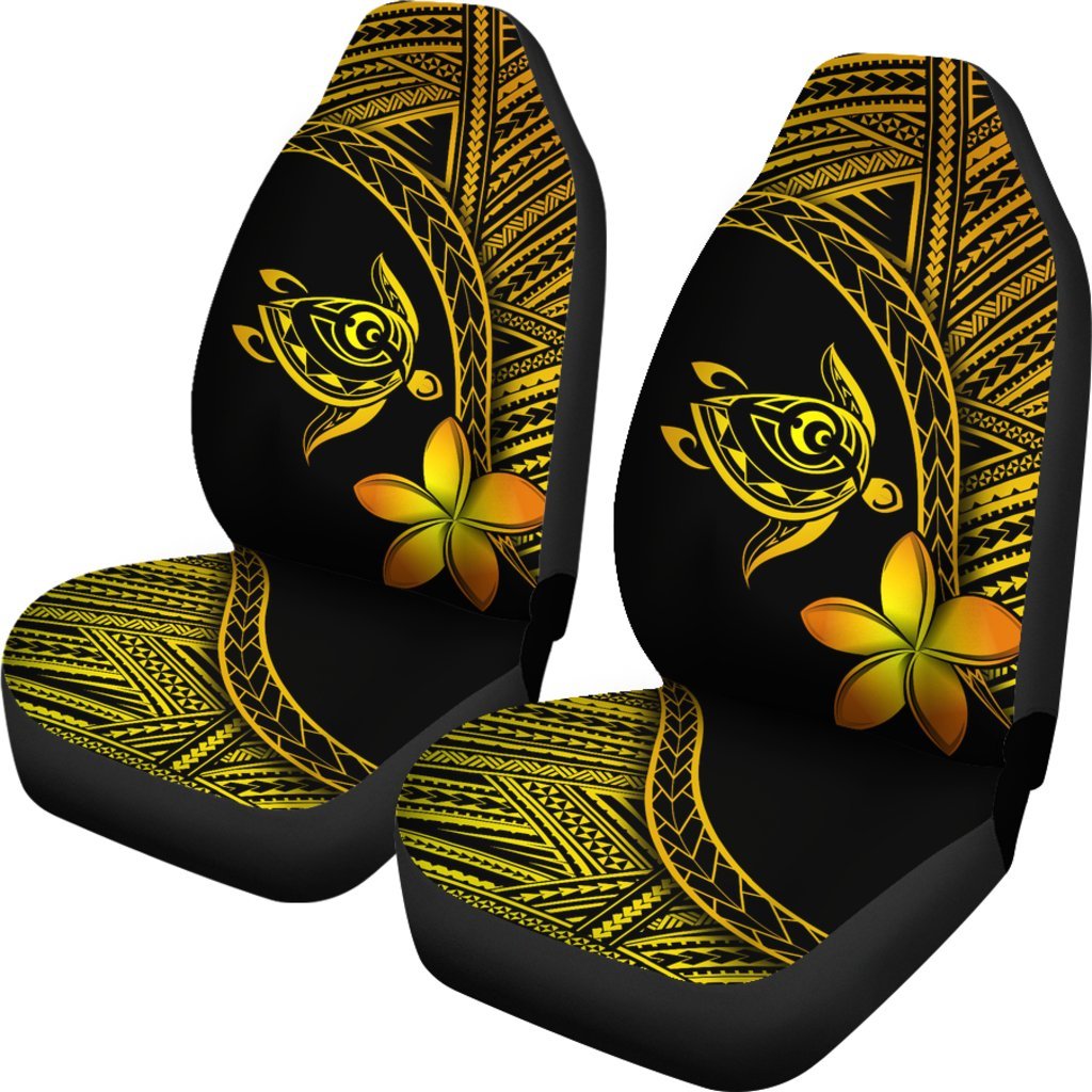 Hawaii Car Seat Covers - Hawaii Turtle Plumeria Yellow Universal Fit Yellow - Polynesian Pride