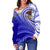 American Samoa Polynesian Custom Personalised Personalized Women's Off Shoulder Sweater - Bald Eagle (Blue) - Polynesian Pride