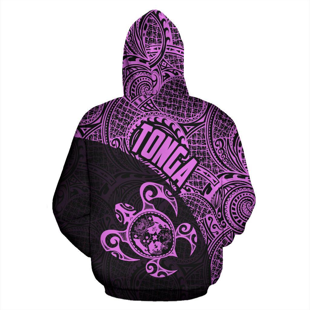 Tonga Zip up Hoodie Tonga Coat of Arms In Turtle Polynesian Tattoo 050 - Polynesian Pride