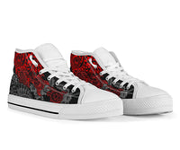 Tahiti Polynesian High Top Shoes - Red Turtle Hibiscus Flowing - Polynesian Pride
