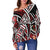 Vanuatu Women's Off Shoulder Sweaters - Tribal Flower Special Pattern Red Color - Polynesian Pride