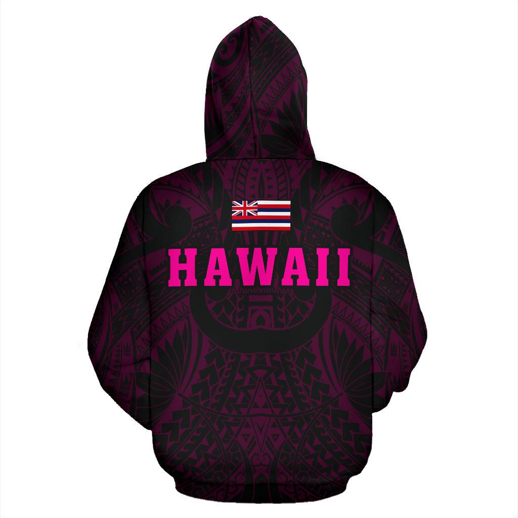 Polynesian Kamapuaa Flag of Hawaii Hoodie Pink Hawaiian Mythology Style - Polynesian Pride