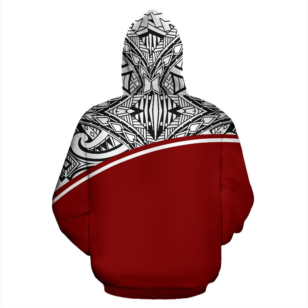 Poly All Over Custom Zip up Hoodie Polynesian Curve Red Style - Polynesian Pride