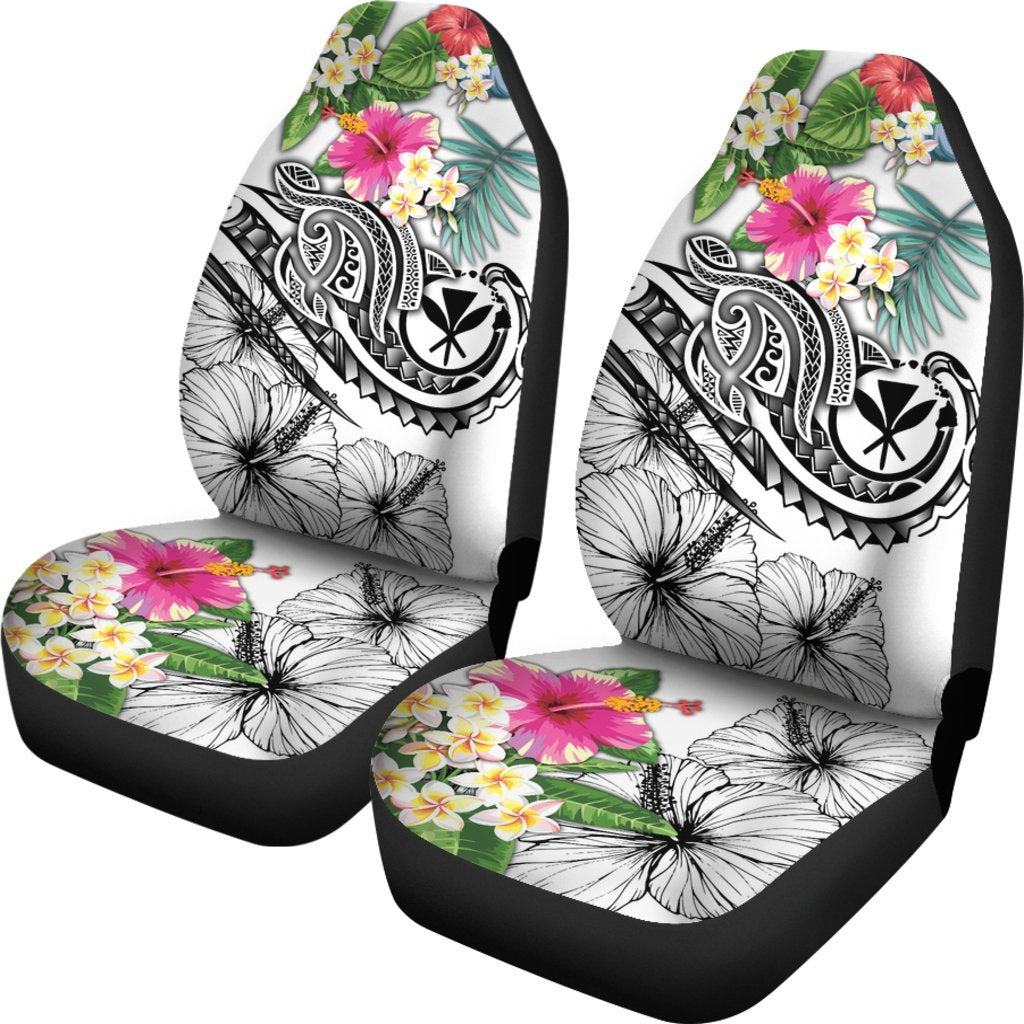 Polynesian Hawaii Kanaka Maoli Car Seat Covers - Summer Plumeria (White) - Polynesian Pride