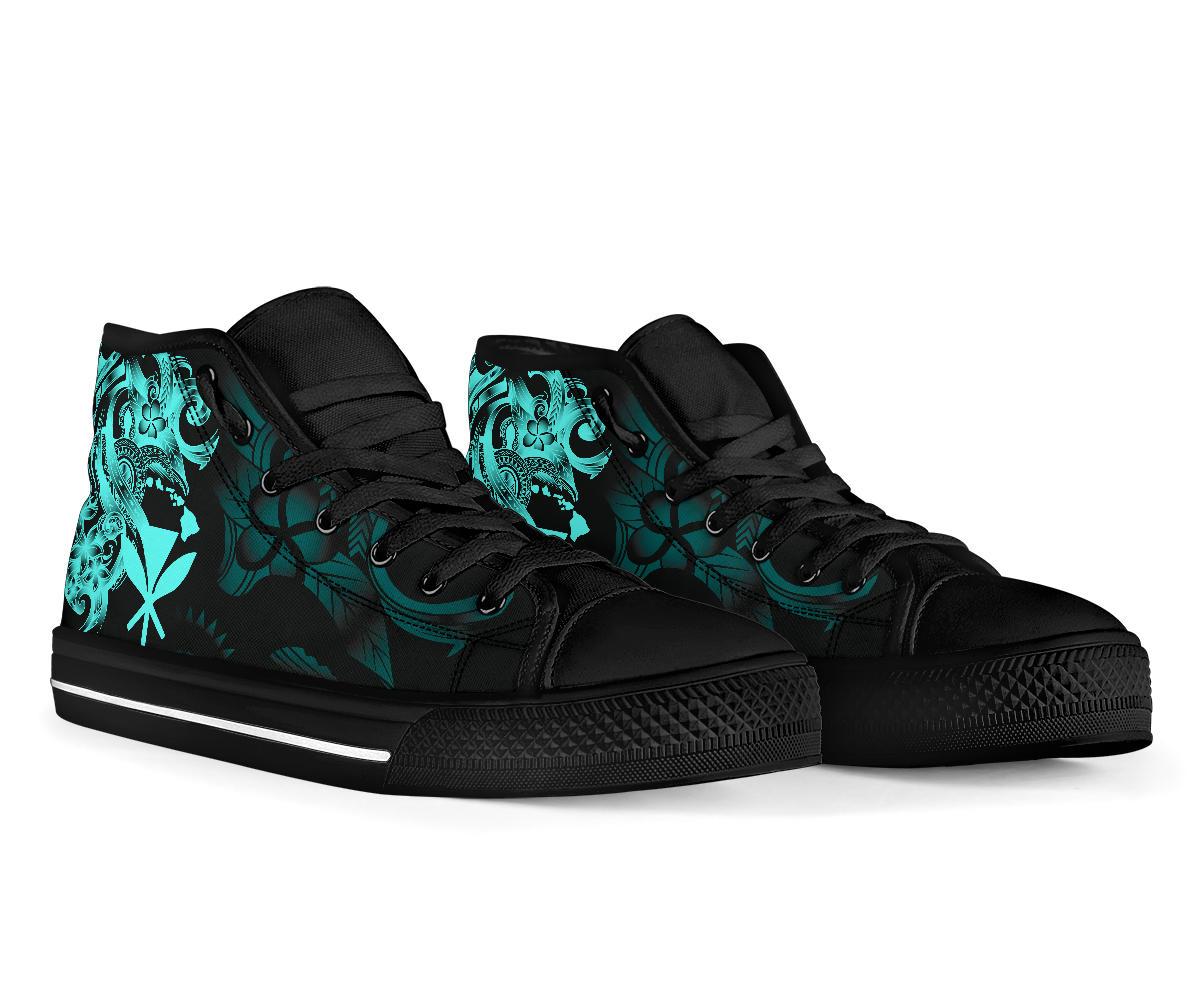 Polynesian Hawaii High Top Shoes - Kanaka Maoli Blue Turtle - Polynesian Pride