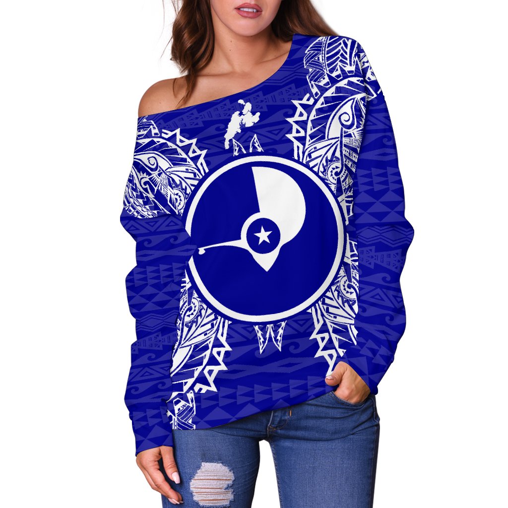 Yap Polynesian Shoulder Sweater Map Blue - Polynesian Pride
