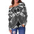 Guam Polynesian Women's Off Shoulder Sweater - Guam White Seal with Polynesian Tattoo Ver 01 - Polynesian Pride