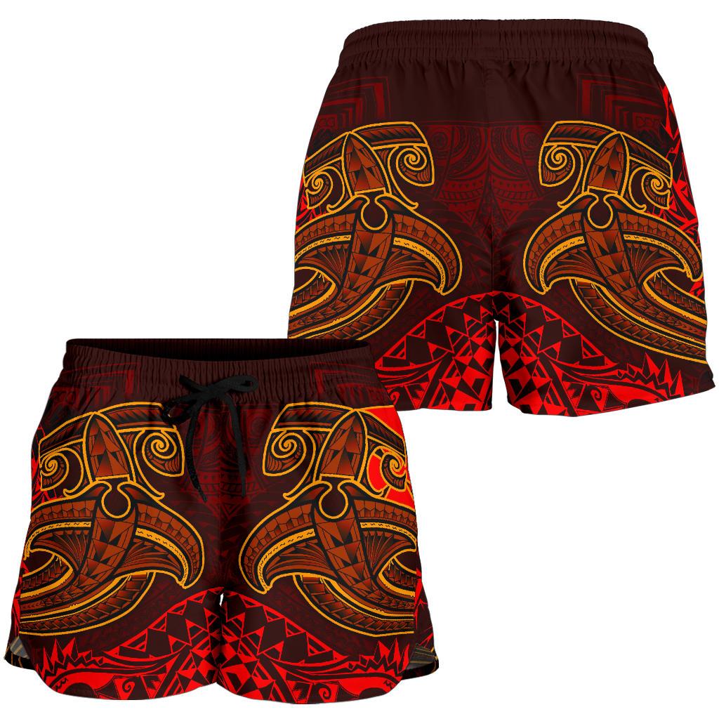 Polynesian Wallis and Futuna Women's Shorts - Red Shark Polynesian Tattoo - Polynesian Pride