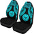 Tahiti Polynesian Car Seat Covers Pride Seal And Hibiscus Neon Blue - Polynesian Pride