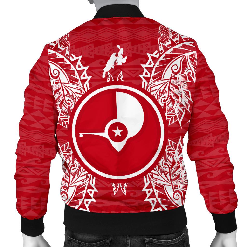Yap Polynesian Men's Bomber Jacket Map Red White - Polynesian Pride