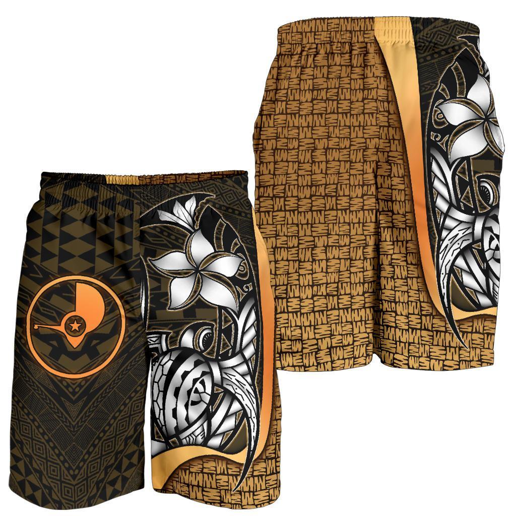 Yap Micronesian Men's Shorts Gold - Turtle With Hook - Polynesian Pride