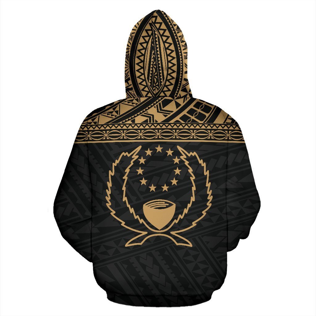 Pohnpei State All Over Zip up Hoodie FSM Gold Version - Polynesian Pride