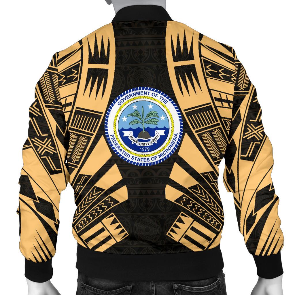 Federated States Of Micronesia Men Bomber Jackets - Polynesian Tattoo Gold - Polynesian Pride