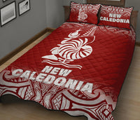 New Caledonia Quilt Bed Set - New Caledonia Coat Of Arms Polynesian Tattoo Red Fog Style - Polynesian Pride