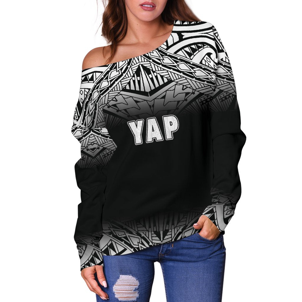 Yap Women's Off Shoulder Sweater - Black Fog Style - Polynesian Pride