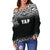 Yap Women's Off Shoulder Sweater - Black Fog Style - Polynesian Pride