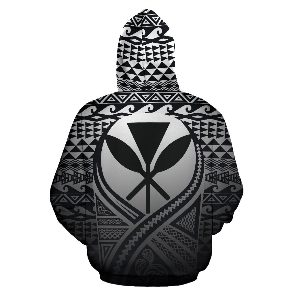 Kanaka Maoli All Over Zip up Hoodie Lift up Black - Polynesian Pride