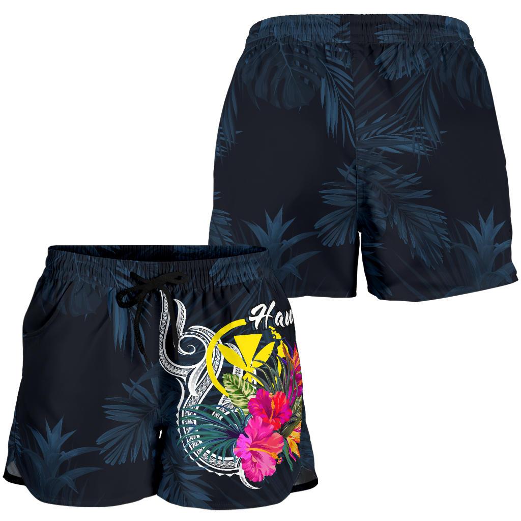 Hawaii Polynesian Women's Shorts - Tropical Flower Women Blue - Polynesian Pride
