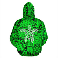 Hawaii Turtle Polynesian Zip up Hoodie Green Warrior Style - Polynesian Pride