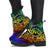 Cook Islands Custom Personalised Leather Boots - Rainbow Polynesian Pattern - Polynesian Pride