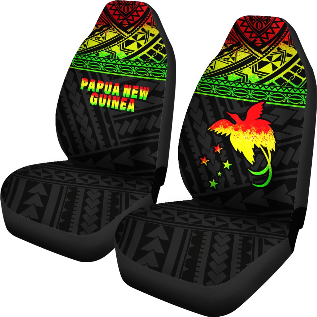 Papua New Guinea Car Seat Covers - Papua New Guinea Reggae FLag Polynesian Tattoo - Polynesian Pride