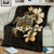 Hawaiian Kanaka Hibiscus Plumeria Mix Polynesian Turtle Premium Blanket Gold AH - Polynesian Pride