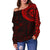 Polynesian Tattoo Style Off Shoulder Sweater Red A7 - Polynesian Pride