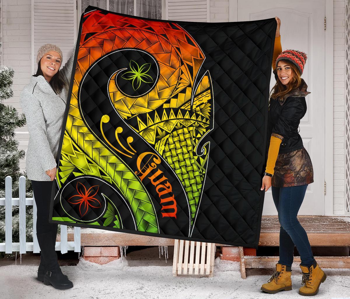 Guam Premium Quilt - Guam Polynesian Decorative Patterns - Polynesian Pride