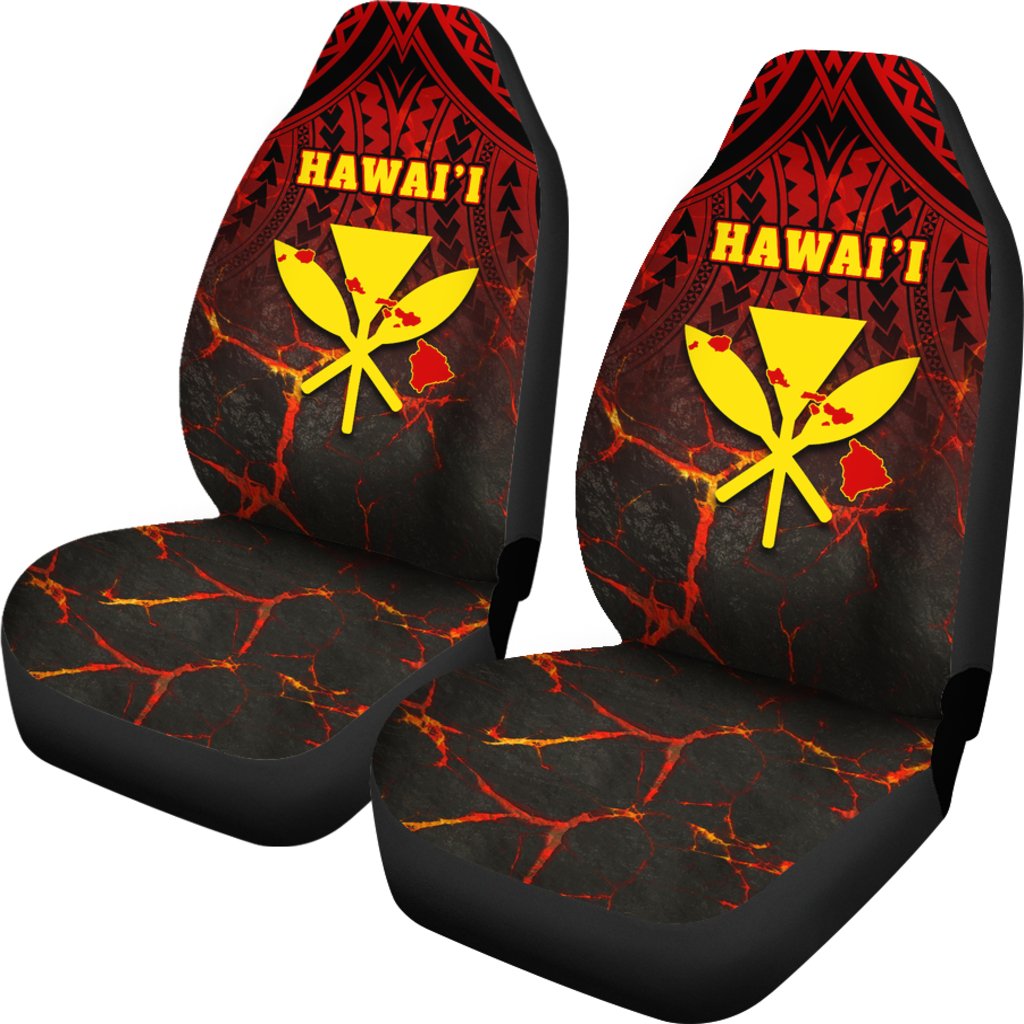 Hawaii Kanaka Map Polynesian Car Seat Covers - Eruption Style Universal Fit Red - Polynesian Pride