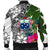 Samoa Custom Personalised Men's Bomber Jacket White - Turtle Plumeria Banana Leaf - Polynesian Pride