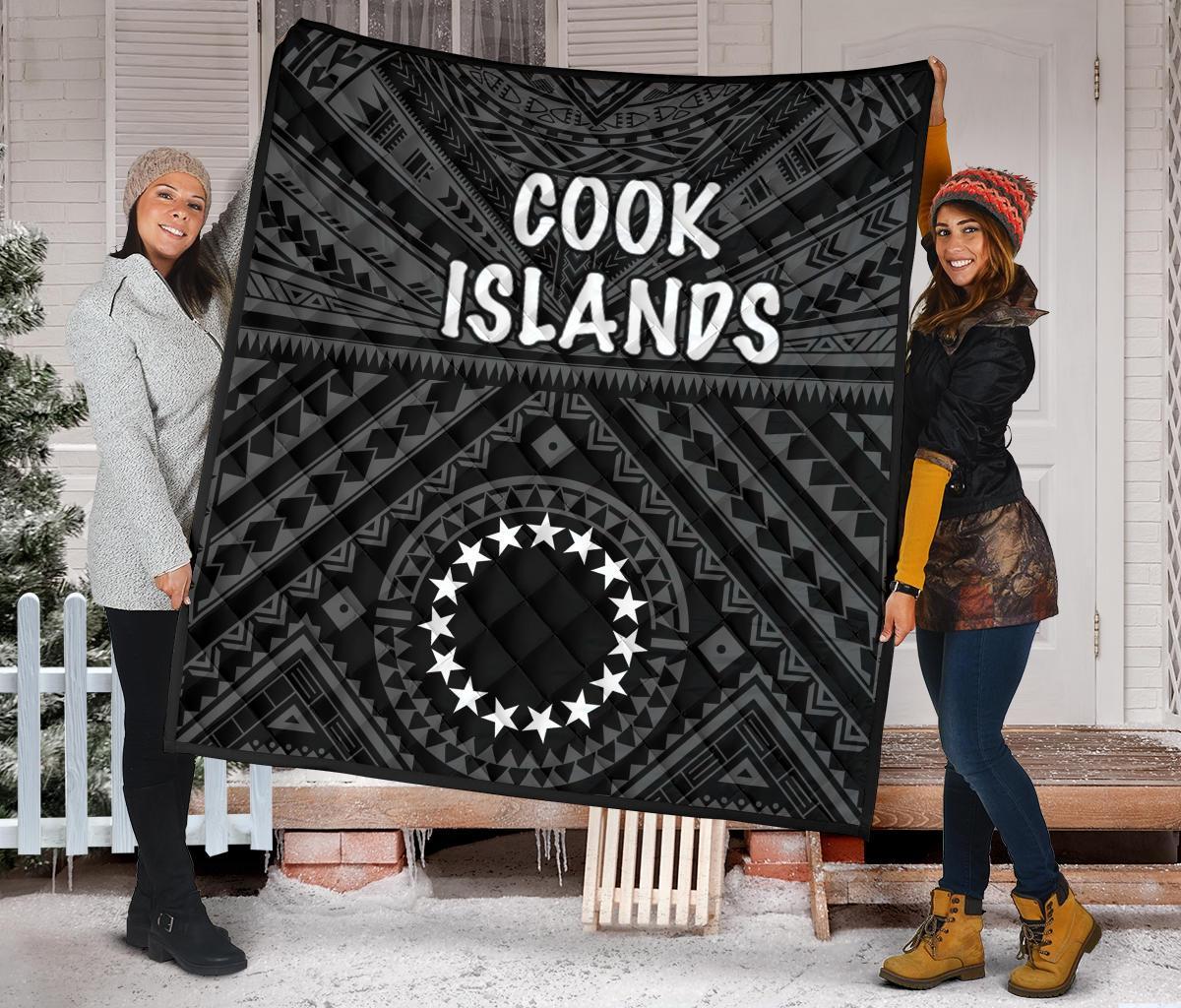 Cook Island Premium Quilt - Seal With Polynesian Tattoo Style ( Black) - Polynesian Pride