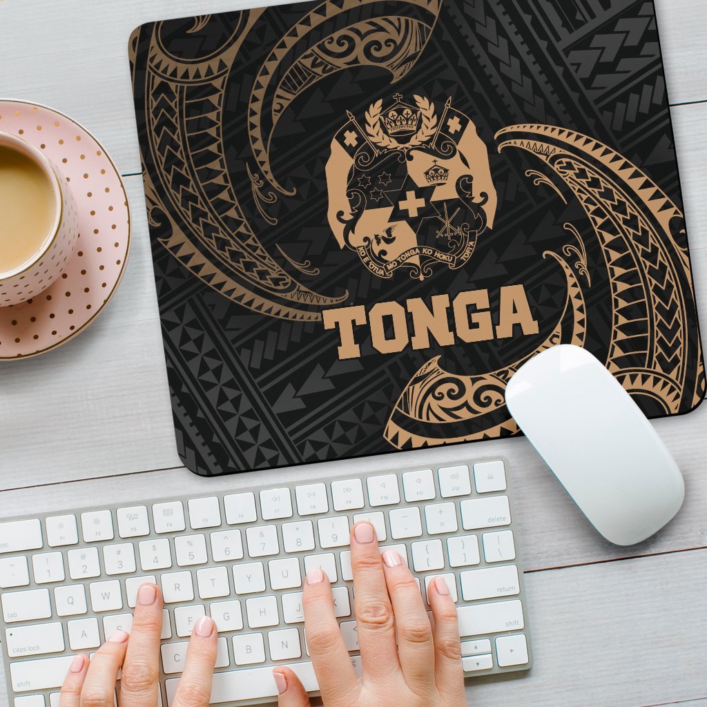 Tonga Polynesian Mouse Pad - Gold Tribal Wave - Polynesian Pride