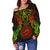 American Samoa Polynesian Women's Off Shoulder Sweater - Reggae Turtle Manta Ray - Polynesian Pride